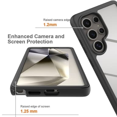 SKALO Samsung S25 Ultra Shockproof Clear Hybrid+Näytönsuoja Suojakuori - Musta