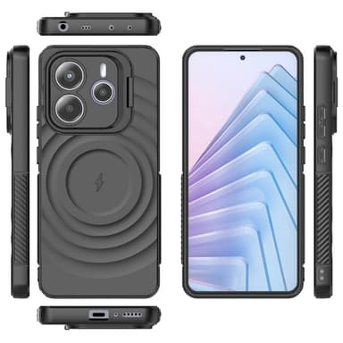 SKALO Xiaomi Redmi Note 14 5G Ripple Texture Suojakuori - Musta