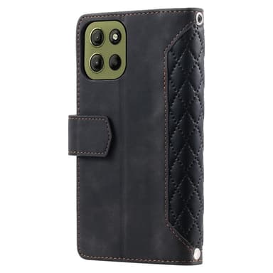SKALO Motorola Moto G15 4G Style 005 Big Wallet Quiltat Lompakkokotelo - Musta