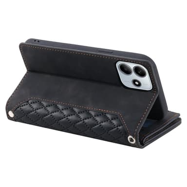 SKALO Xiaomi Redmi Note 14 5G Style 005 Big Wallet Quiltat Lompakkokotelo - Musta