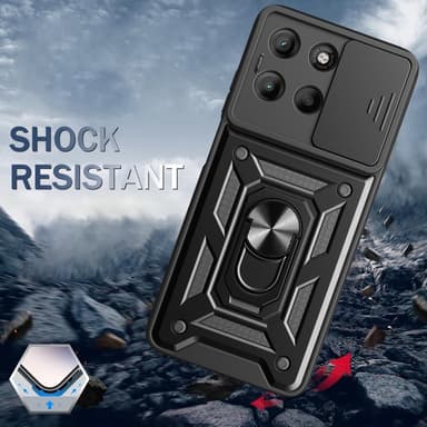 SKALO Motorola Moto G15 4G Armor Metallinen rengas -kamerasuojus Suojakuori - Musta