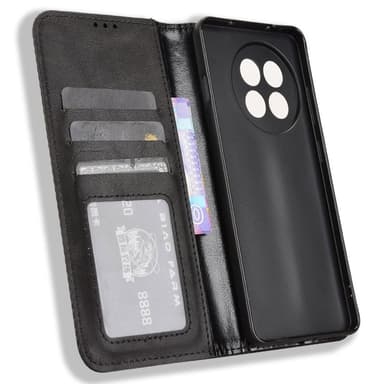 SKALO OnePlus 13R Embossed Premium Lompakkokotelo - Musta