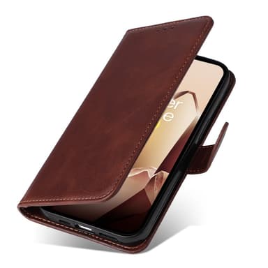 SKALO OnePlus 13 PU-nahka Lompakkokotelo - Ruskea