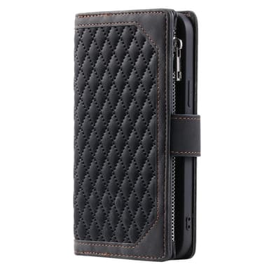 SKALO Motorola Moto G15 4G Style 005 Big Wallet Quiltat Lompakkokotelo - Musta