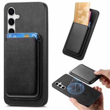 SKALO Samsung S25 2-in-1 PU-nahkakotelo+korttikotelo - Musta