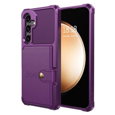 SKALO Samsung S25+ Iskunkestävä kotelo Lompakolla - Violetti