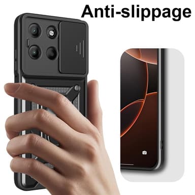 SKALO Motorola Moto G15 4G Armor Metallinen rengas -kamerasuojus Suojakuori - Musta
