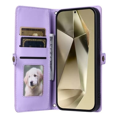 SKALO Samsung S25 PU-Nahkakuori Lompakkokotelo - Violetti
