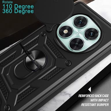 SKALO Xiaomi Redmi Note 14 Pro 5G Armor Metallinen rengas -kamerasuojus Suojakuori - Musta