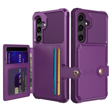 SKALO Samsung S25+ Iskunkestävä kotelo Lompakolla - Violetti