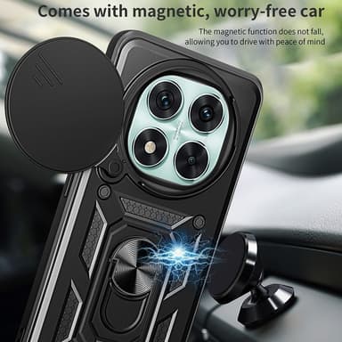 SKALO Xiaomi Redmi Note 14 Pro 5G Armor Metallinen rengas -kamerasuojus Suojakuori - Musta