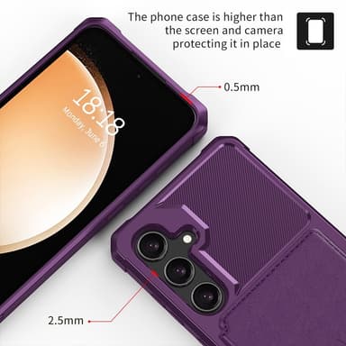 SKALO Samsung S25+ Iskunkestävä kotelo Lompakolla - Violetti