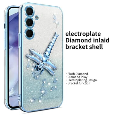 SKALO Samsung S25+ KADEM Dragonfly Glitter Suojakuori - Sininen