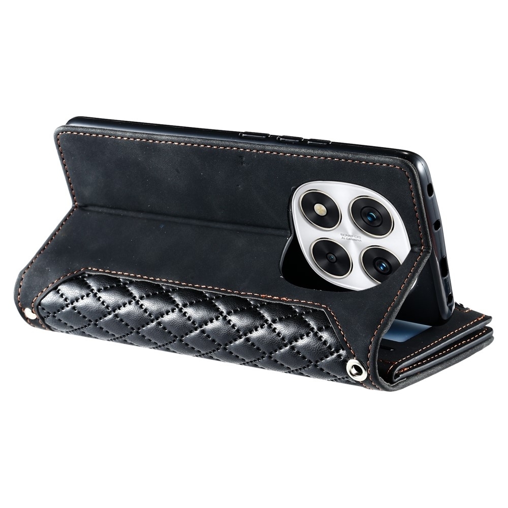 SKALO Xiaomi Redmi Note 14 Pro 5G Style 005 Big Wallet Quiltat Lompakkokotelo - Musta