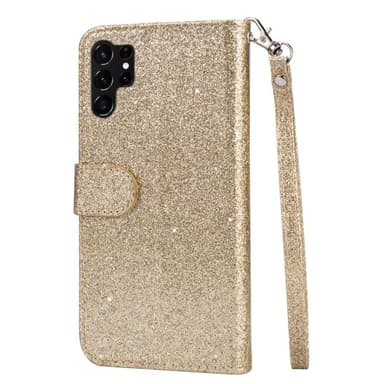 SKALO Samsung S25 Ultra Glitter Vetoketju Lompakkokotelo - Kulta
