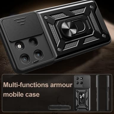 SKALO Motorola Moto G15 4G Armor Metallinen rengas -kamerasuojus Suojakuori - Musta