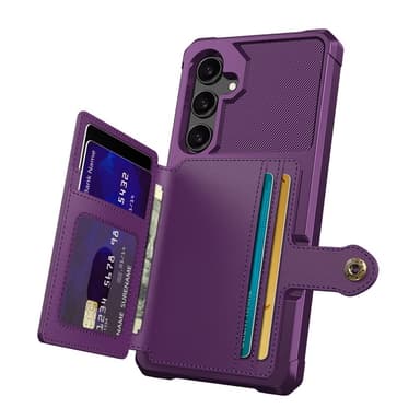 SKALO Samsung S25+ Iskunkestävä kotelo Lompakolla - Violetti