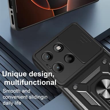 SKALO Motorola Moto G15 4G Armor Metallinen rengas -kamerasuojus Suojakuori - Musta