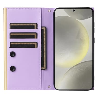 SKALO Samsung S25 Quiltattu olkahihna kullalla reunalla Lompakkokotelo - Violetti