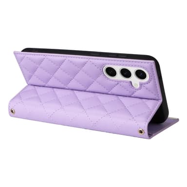 SKALO Samsung S25 Quiltattu olkahihna kullalla reunalla Lompakkokotelo - Violetti