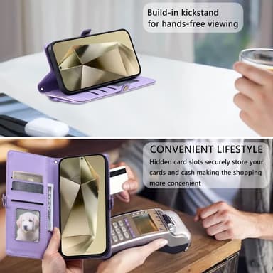 SKALO Samsung S25 PU-Nahkakuori Lompakkokotelo - Violetti