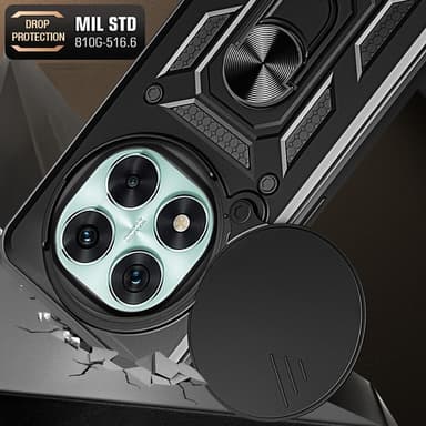 SKALO Xiaomi Redmi Note 14 Pro 5G Armor Metallinen rengas -kamerasuojus Suojakuori - Musta