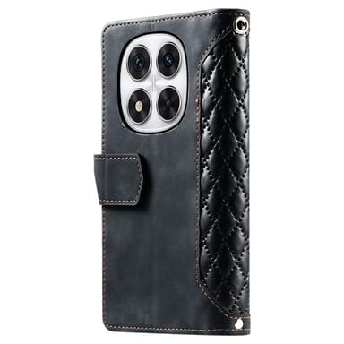 SKALO Xiaomi Redmi Note 14 Pro 5G Style 005 Big Wallet Quiltat Lompakkokotelo - Musta