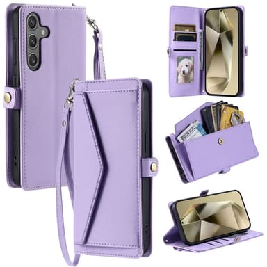 SKALO Samsung S25 PU-Nahkakuori Lompakkokotelo - Violetti