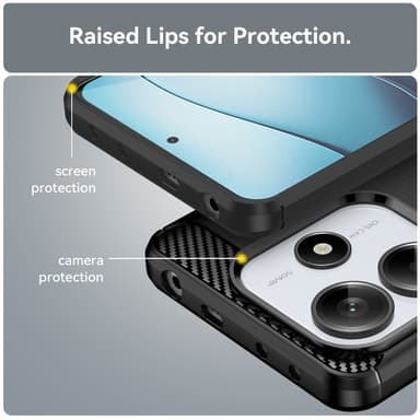 SKALO Xiaomi Redmi Note 14 5G Armor Carbon Suojakuori - Musta