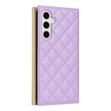 SKALO Samsung S25 Quiltattu olkahihna kullalla reunalla Lompakkokotelo - Violetti