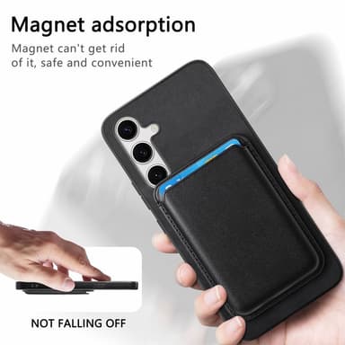 SKALO Samsung S25 2-in-1 PU-nahkakotelo+korttikotelo - Musta