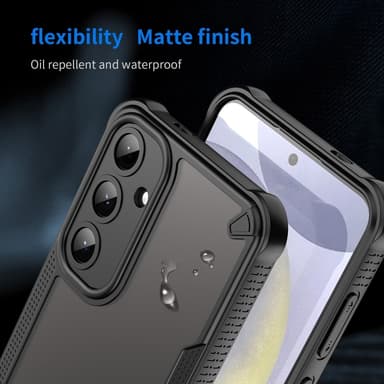 SKALO Samsung S25+ Armor Hybrid Frosted Suojakuori - Musta