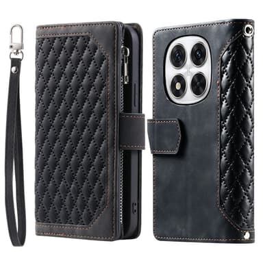 SKALO Xiaomi Redmi Note 14 Pro 5G Style 005 Big Wallet Quiltat Lompakkokotelo - Musta