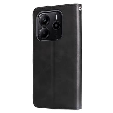 SKALO Xiaomi Redmi Note 14 4G Klassinen vetoketju Lompakkokotelo - Musta
