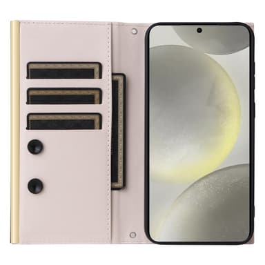 SKALO Samsung S25 Quiltattu olkahihna kullalla reunalla Lompakkokotelo - Beige