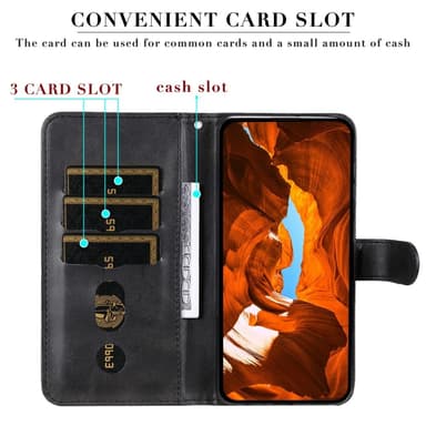 SKALO Xiaomi Redmi Note 14 4G Klassinen vetoketju Lompakkokotelo - Musta