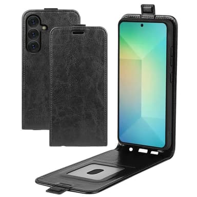 SKALO Samsung S25 Vertical Flip PU-Nahka Lompakkokotelo - Musta