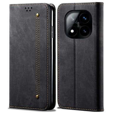 SKALO Xiaomi Redmi Note 14 Pro+ 5G Jeans Lompakkokotelo - Musta