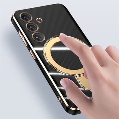 SKALO Samsung S25 Kultasormus Suojakuori - Musta