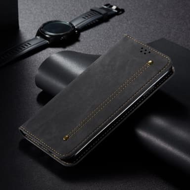 SKALO OnePlus 13 Jeans Lompakkokotelo - Musta