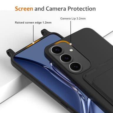 SKALO Samsung S25 Puhelinkotelo kaulanauhalla ja korttipaikalla Suojakuori - Musta