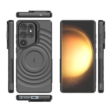 SKALO Samsung S25 Ultra Ripple Texture Suojakuori - Musta