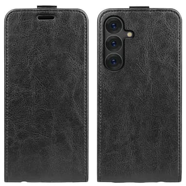 SKALO Samsung S25+ Vertical Flip PU-Nahka Lompakkokotelo - Musta
