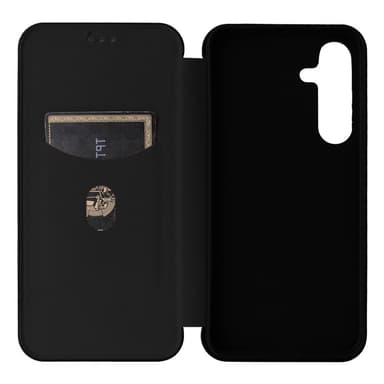 SKALO Samsung S25+ Carbon Fiber Lompakkokotelo - Musta