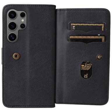 SKALO Samsung S25 Ultra KT 10-Lokeroa Lompakkokotelo - Musta
