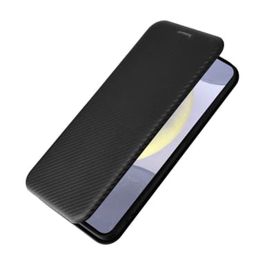 SKALO Samsung S25+ Carbon Fiber Lompakkokotelo - Musta