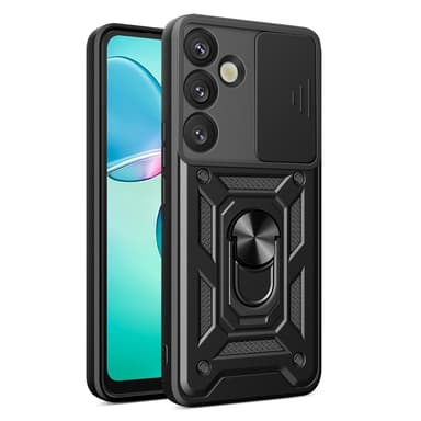 SKALO Samsung S25+ Armor Metallinen rengas -kamerasuojus Suojakuori - Musta
