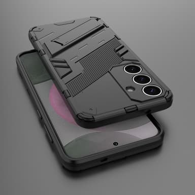 SKALO Samsung S25 Armor Hybrid Punk Suojakuori - Musta