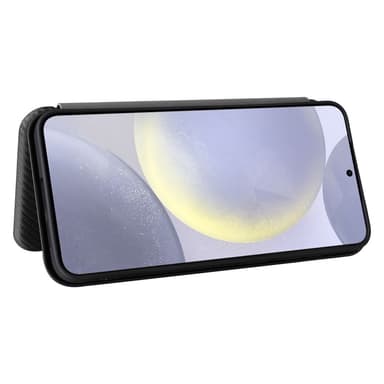 SKALO Samsung S25+ Carbon Fiber Lompakkokotelo - Musta
