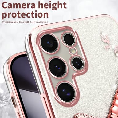 SKALO Samsung S25 Ultra KADEM Dragonfly Glitter Suojakuori - Pinkki